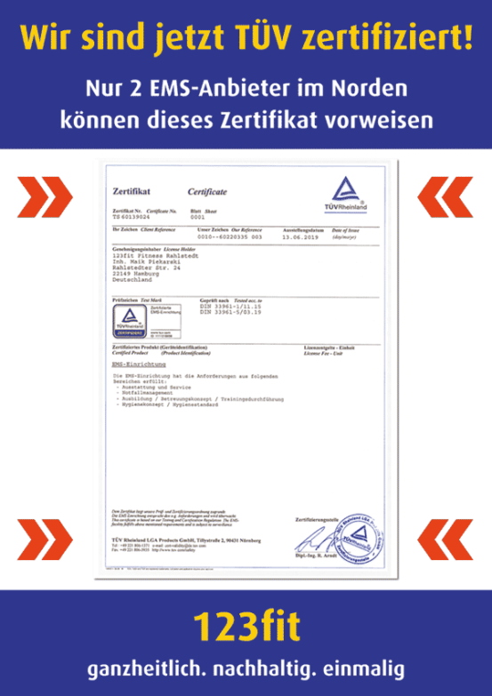 123fit Rahlstedt EMS TÜV zertifiziert
